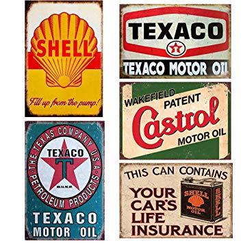 Antique Garage Logo - FlowerBeads 5PCS Gas Motor Oil Antique Tin Signs