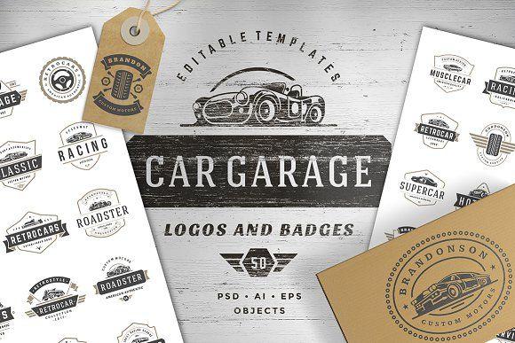 Antique Garage Logo - Car Garage Badges & Logos Logo Templates Creative Market
