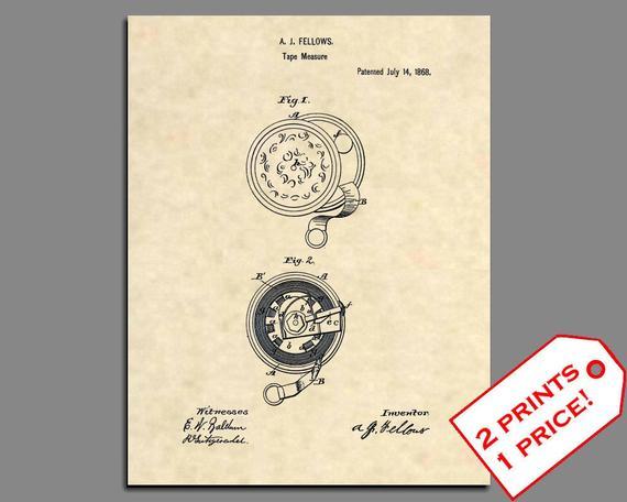 Antique Garage Logo - Patent Print Tape Measure Patent Art Vintage Garage Art