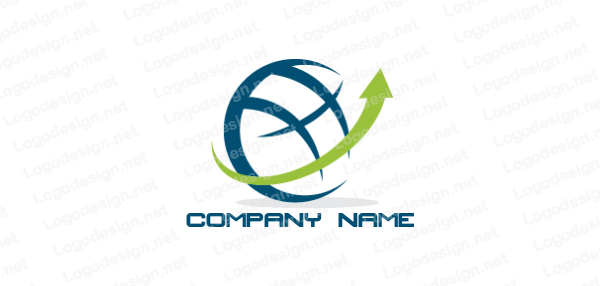 Globe with Arrow Company Logo - Abstract globe with swooshes and arrow | Logo Template by LogoDesign.net
