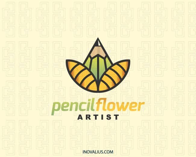 Stylized Flower Logo - Pencil Flower Logo Design