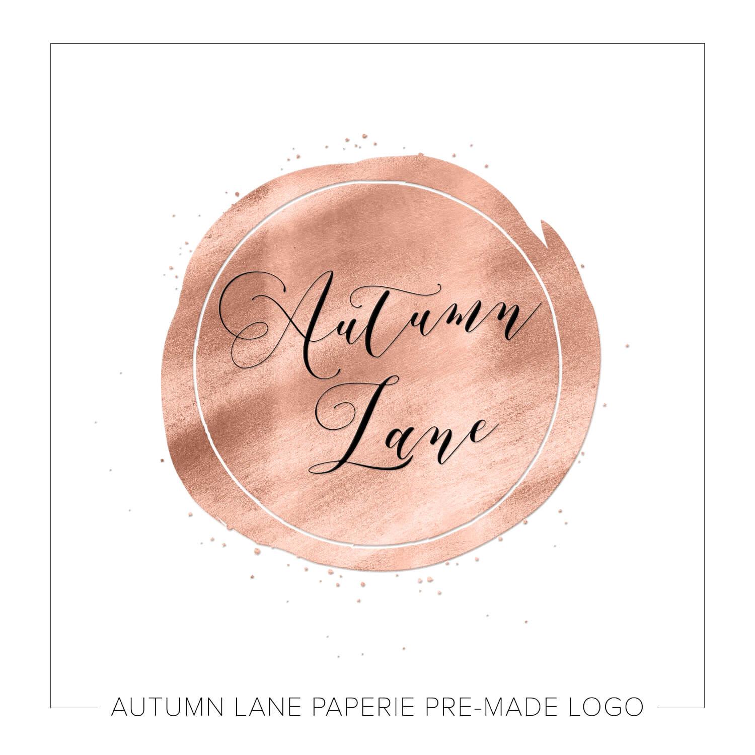 Gold Circle Logo - Splashed Rose Gold Circle Logo J39 | Autumn Lane Paperie