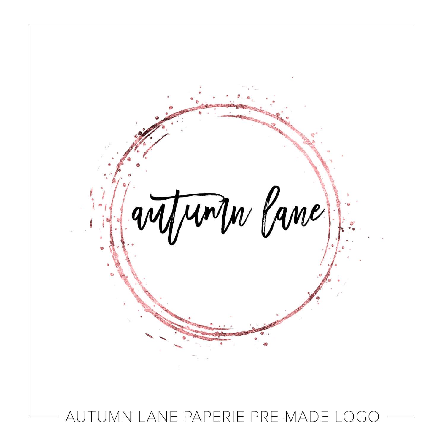Gold Circle Logo - Rose Gold Splatter Drip Circle Logo J42 | Autumn Lane Paperie