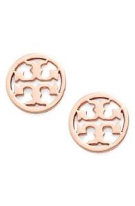 Gold Circle Logo - Tory Burch Classic Rose Gold Circle Logo Stud Earrings on Card w ...