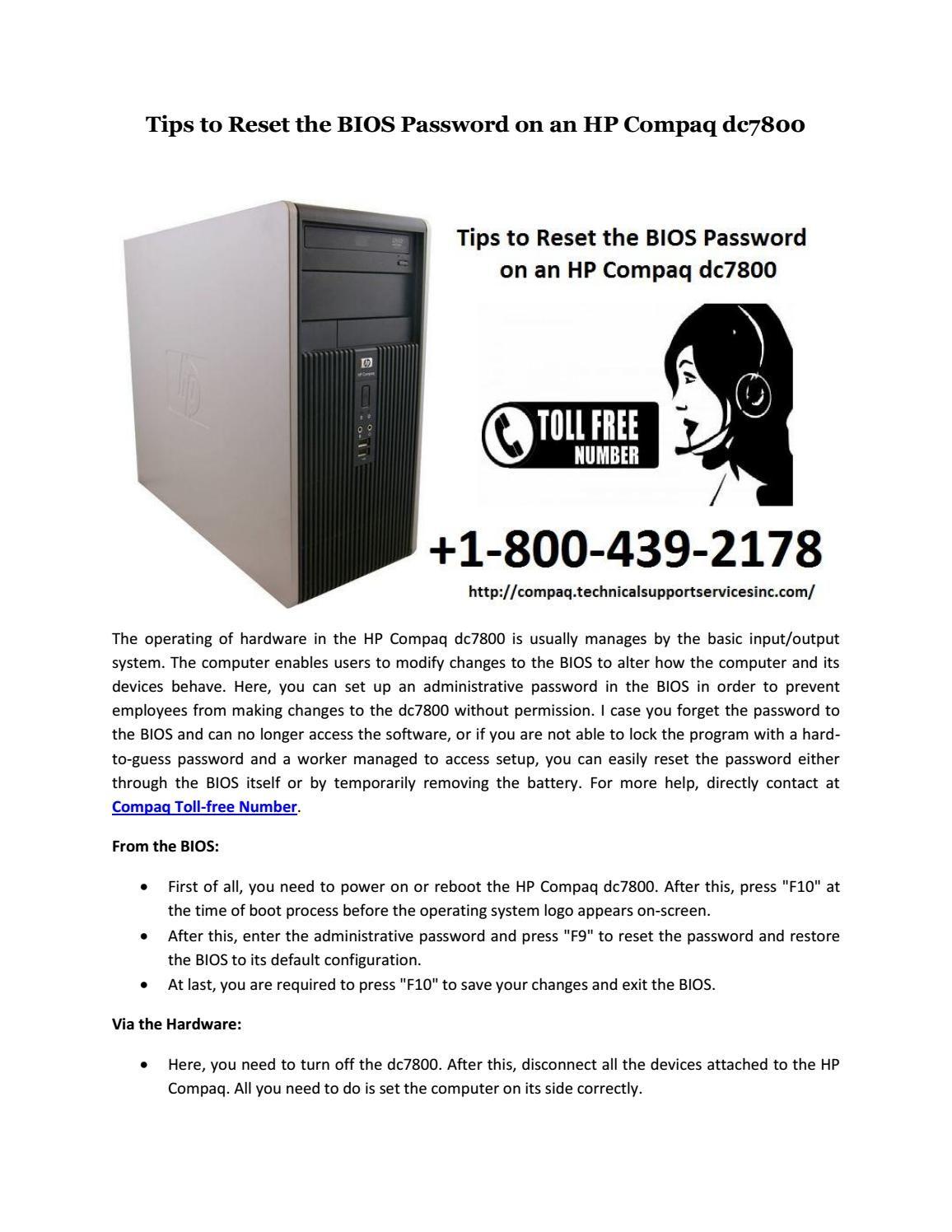 Compaq System Logo - Tips to Reset the BIOS Password on an HP Compaq dc7800