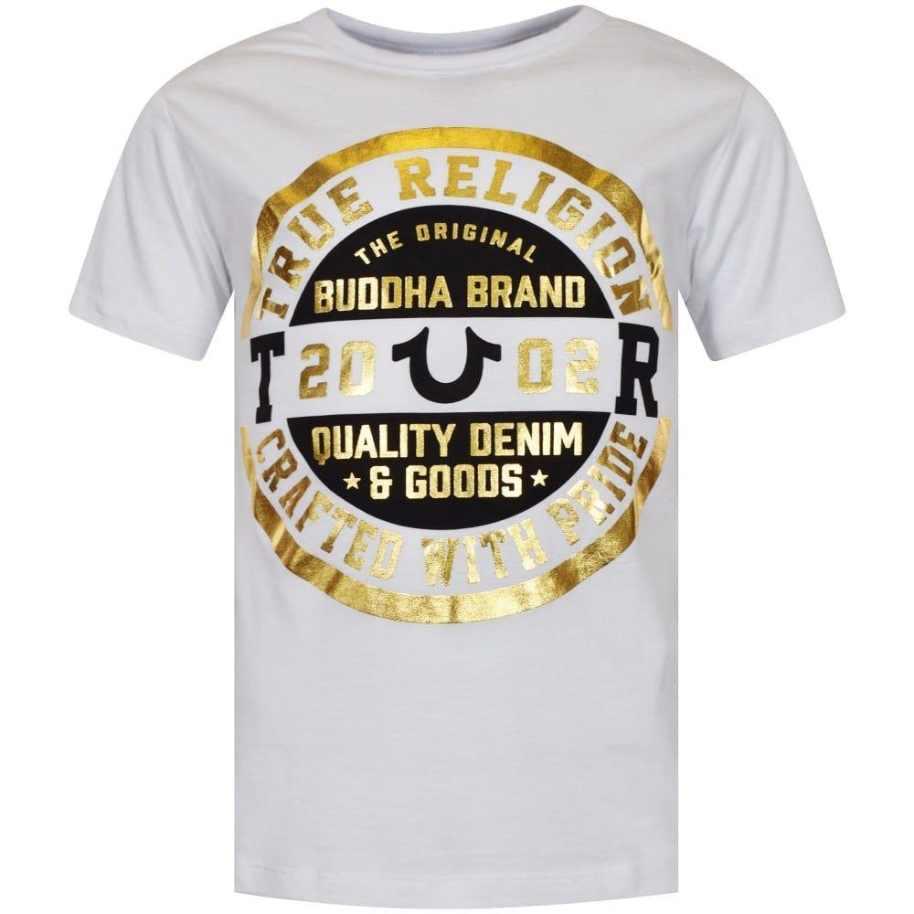 Gold Circle Logo - TRUE RELIGION JUNIOR True Religion White/Gold Circle Logo T-Shirt ...