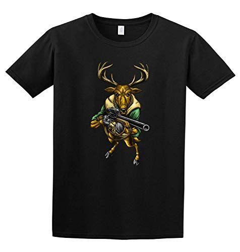 Funny Hunting Logo - Deer With Gun Full Color T Shirt, Funny Deer Hunting