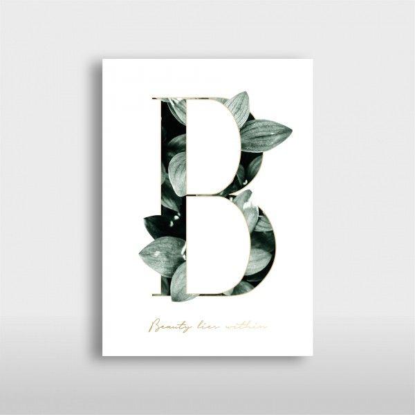 Black Green B Logo - Letter Print 