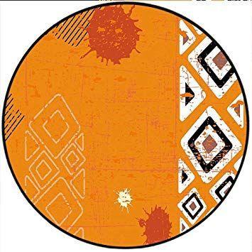 Orange Circle White Triangle Logo - Amazon.com: Short Plush Round Carpet Tribal Ethnic African Design ...