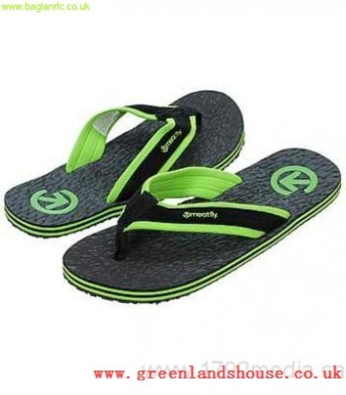 Black Green B Logo - Men's sports shoes Affordable Price Meatfly Black / Green Flip Flops