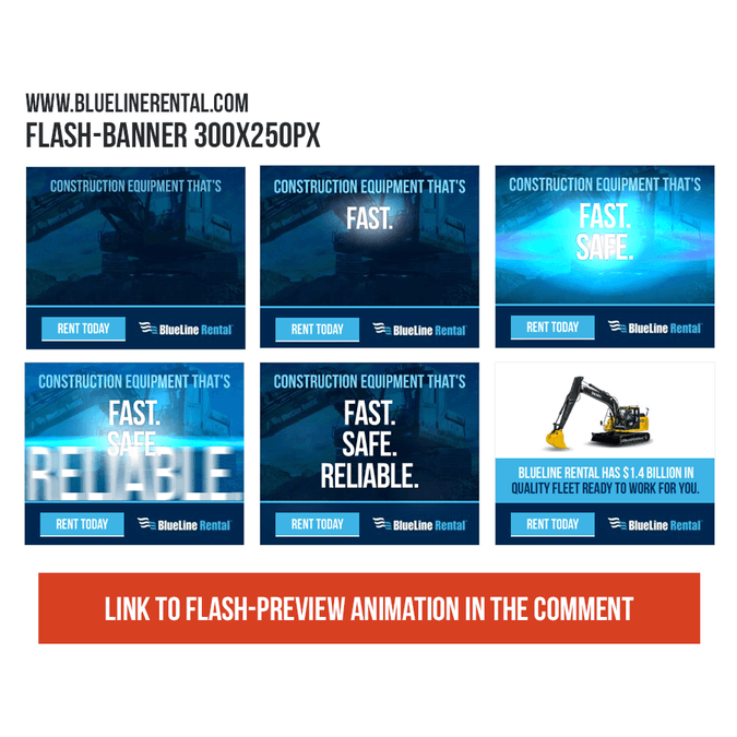Blue Line Equipment Rentals Logo - Blueline Rental 300x250 Ad | Flash banner contest