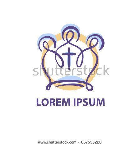 Cathloic Cross Logo - Hand-drawn concept logo for christian church with catholic cross and ...