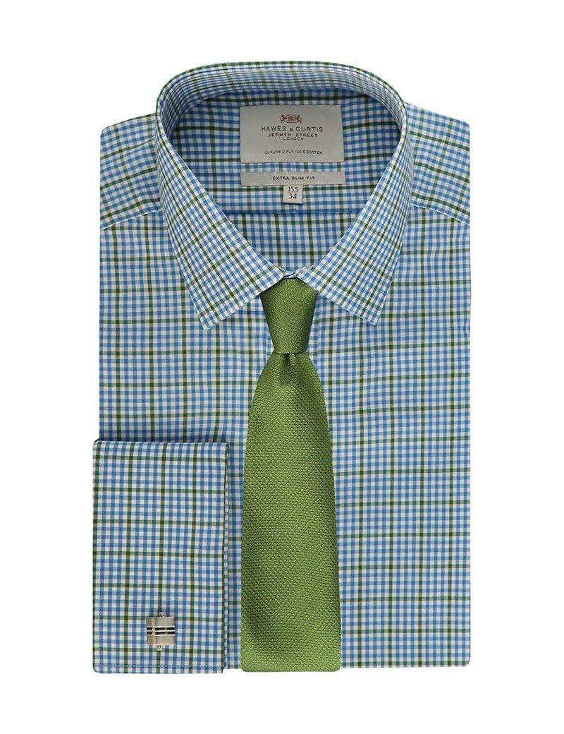 Blue and Green Check Logo - Men's Formal Blue & Green Multi Check Extra Slim Fit Shirt - Double ...