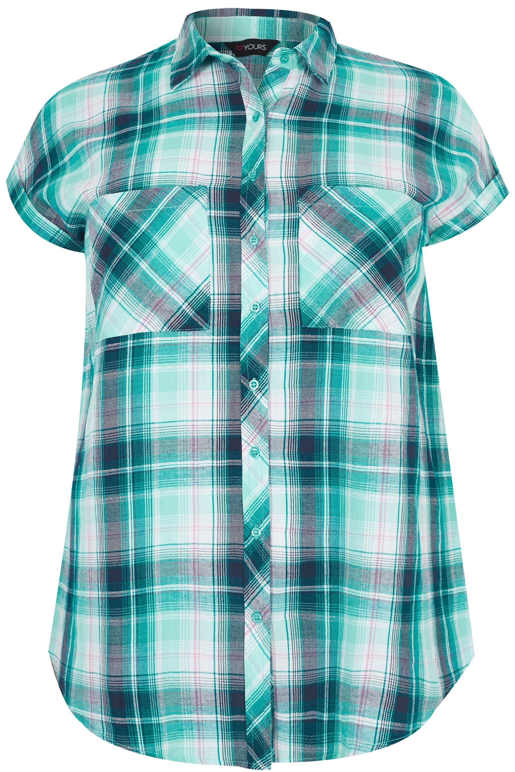 Blue and Green Check Logo - Blue & Green Pastel Checked Shirt With Short Grown-On Sleeves ...