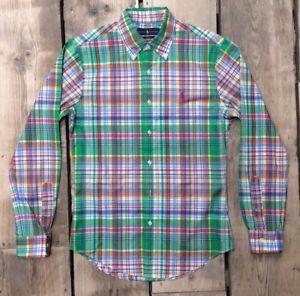 Blue and Green Check Logo - Polo Ralph Lauren Green, Orange and Blue Checked Shirt slim fit RRP