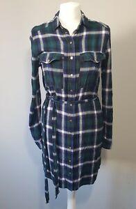 Blue and Green Check Logo - River Island Shirt Dress Blue & Green Check Uk Size 6 Long Sleeved ...