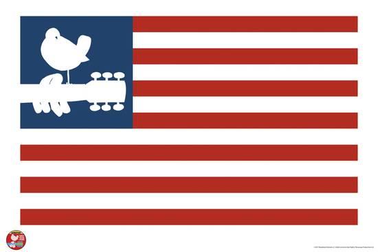 Red Dove Logo - Woodstock- Love Dove Logo American Flag Prints at AllPosters.com
