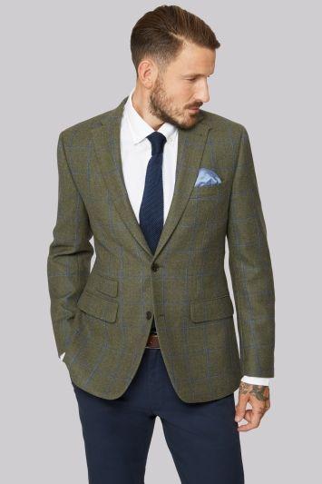 Blue and Green Check Logo - Moss 1851 Green with Blue Windowpane check Jacket