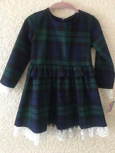 Blue and Green Check Logo - Dr Moda Girls Dress Age 5 Years Navy Blue & Green Check White Lace ...