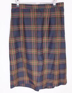 Blue and Green Check Logo - Vintage Blue Green Tartan Skirt 16 18 Navy Country Check Plaid