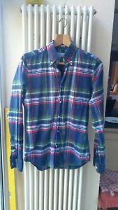 Blue and Green Check Logo - Gant Rugger Plaid Flannel Shirt Size Small Mens S blue green check