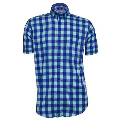 Blue and Green Check Logo - Giordano Shirt - Blue Green Check - Regular Fit