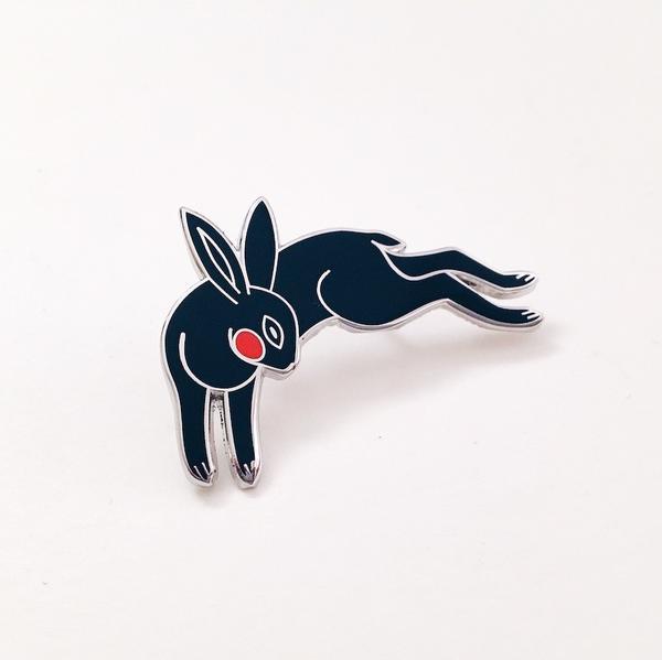 Black Rabbit Logo - Black Rabbit Enamel Pin | Eradura Hand Embroidered Goods