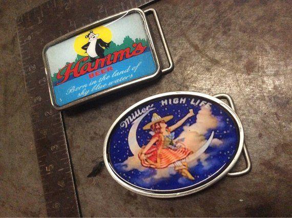 Woman Moon Miller Beer Logo - Vintage Beer Hamms Bear or Miller High Life Champagne of Beers Woman in the  Moon Belt Buckle