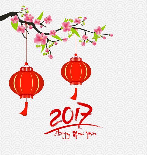 Chinese Flower Logo - 2017 chinese new year background with flowers vector 07 free download