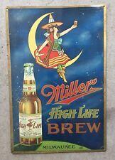 Woman Moon Miller Beer Logo - Vintage Miller High Life Mirror Sign Woman in Crescent Moon 18 x180