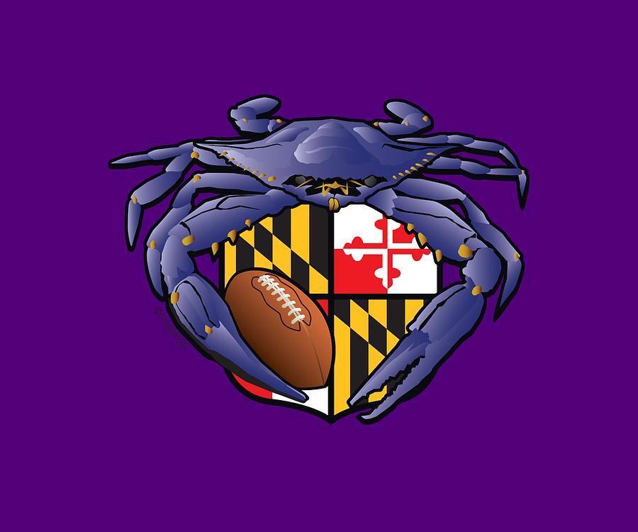 Crab Football Logo - Raven Crab Football Maryland Crest Digital Art by Joe Barsin