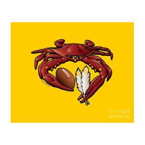 Crab Football Logo - Washington Red Crab Football Crest Digital Art