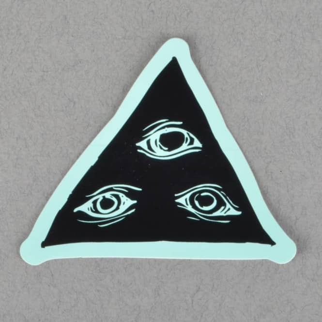 Triangle Skate Logo - Welcome Skateboards Triangle Eyes Skateboard Sticker - Black/Teal ...