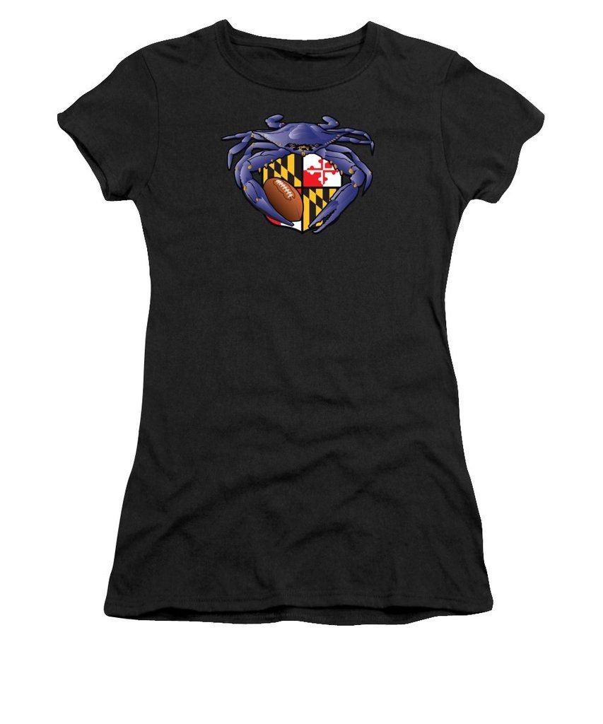 Crab Football Logo - Raven Crab Football Maryland Crest - Women's T-Shirt (Athletic Fit)
