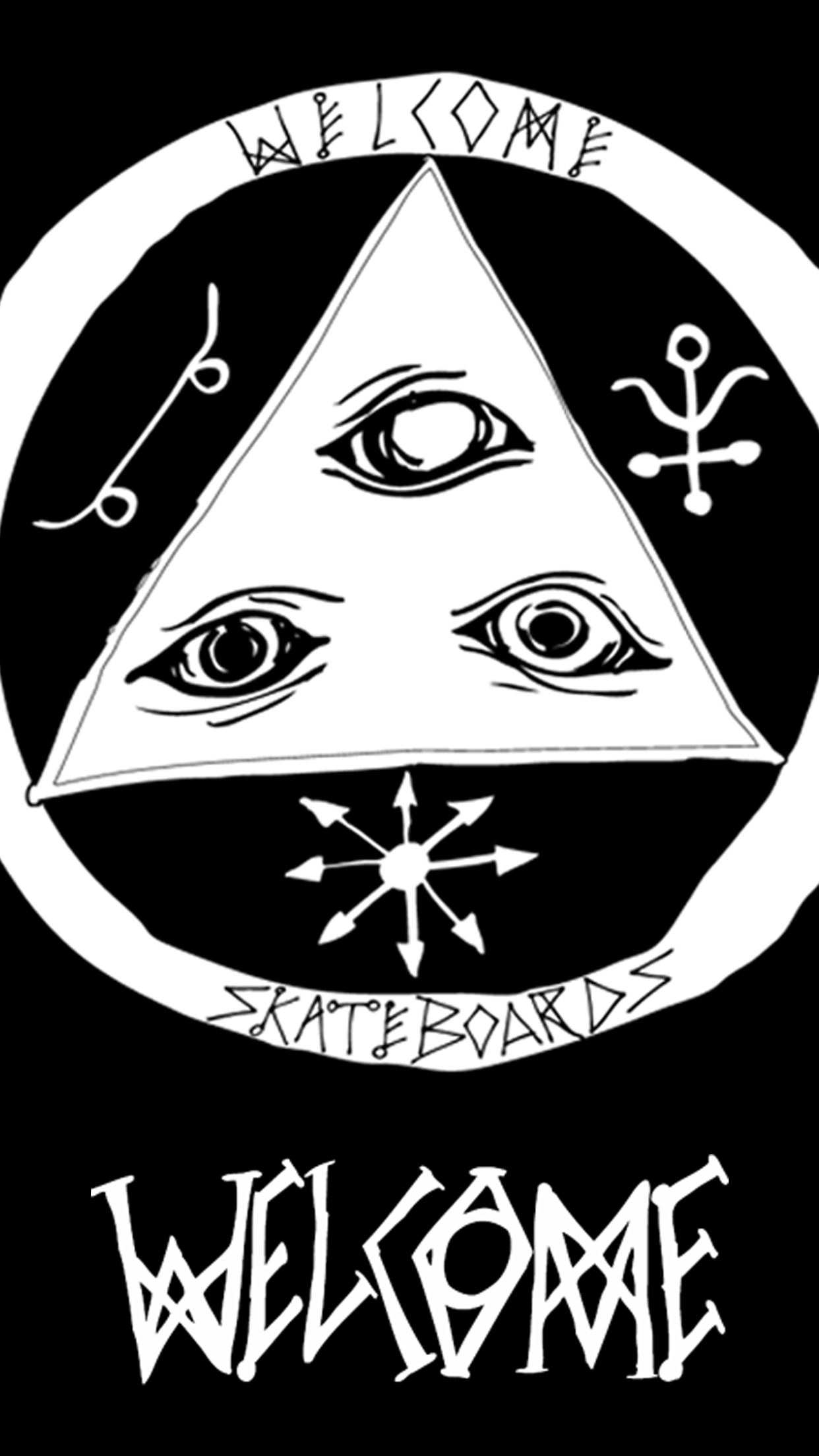 Triangle Skate Logo - Welcome Skateboards Black and White iPhone 6S Wallpaper | Joms ...
