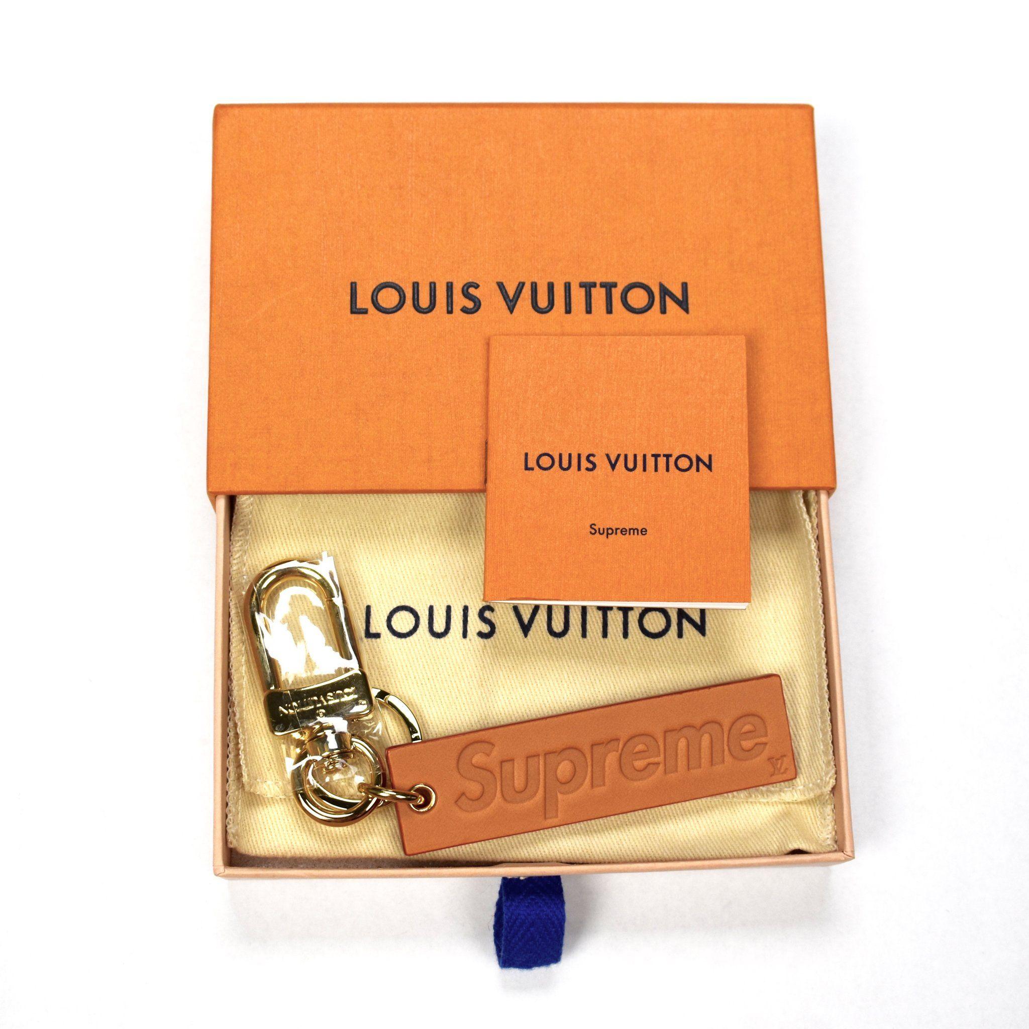 LV X Supreme Box Logo - Louis Vuitton x Supreme Leather Box Logo Embossed Keychain