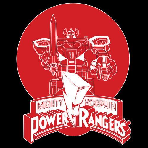 Circle Red Logo - Power Rangers Logo Megazord Circle Red Official Sweatshirt (Black ...