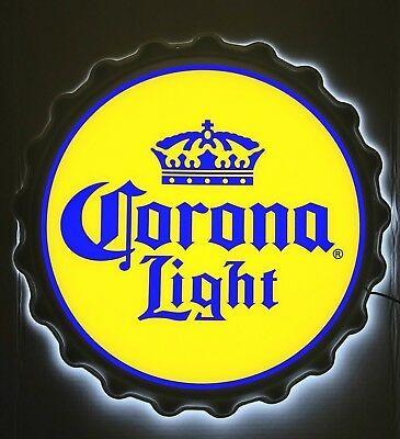 Beer Crown Logo - CORONA LIGHT CERVEZA Crown Logo Bottle Cap LED Beer Sign 20” - Brand ...