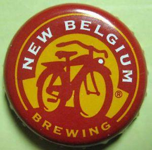 Beer Crown Logo - NEW BELGIUM BREWING red yellow Beer CROWN Bottle CAP w/ BIKE Ft