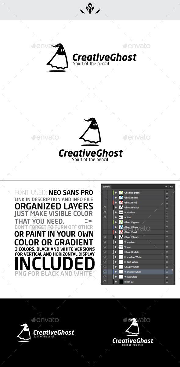 Black and White Ghost Logo - Creative Ghost Logo by ListyGrey Creative Ghost Logo This item