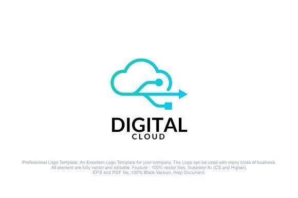Cloud Company Logo - Digital Cloud - Cloud Transfer Logo ~ Logo Templates ~ Creative Market