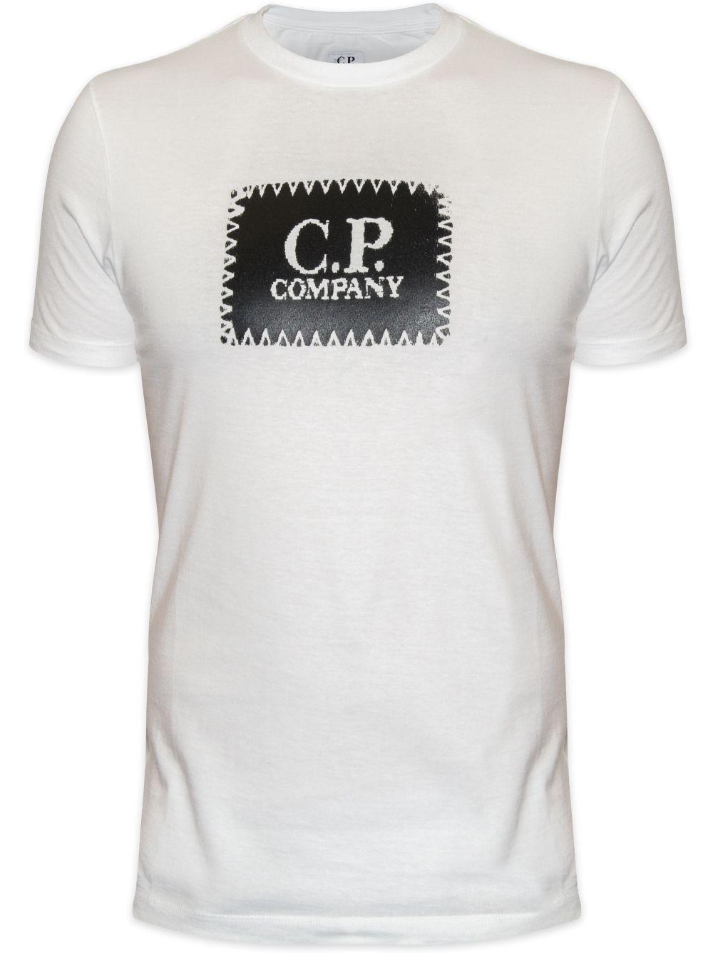 Company White Logo - C.P. Company White Embroidered Print Logo T-shirt | Designerwear