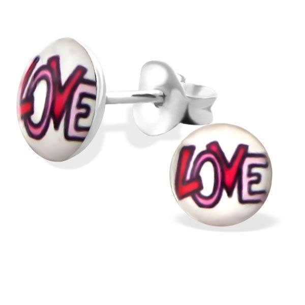 Red Pink Logo - LOVE Red Pink - 925 Sterling Silver Logo Studs - Silvadore