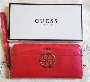 Red Pink Logo - Guess Kamryn RED pink COSMO 4G logo wallet clutch purse zip around