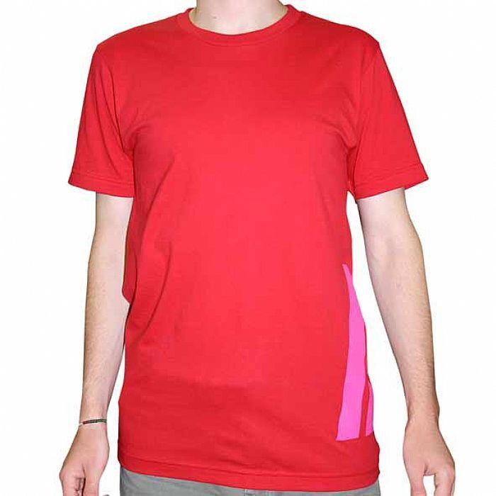Red Pink Logo - DEFRAG SOUND PROCESSING Defrag Stripes T Shirt red with pink logo