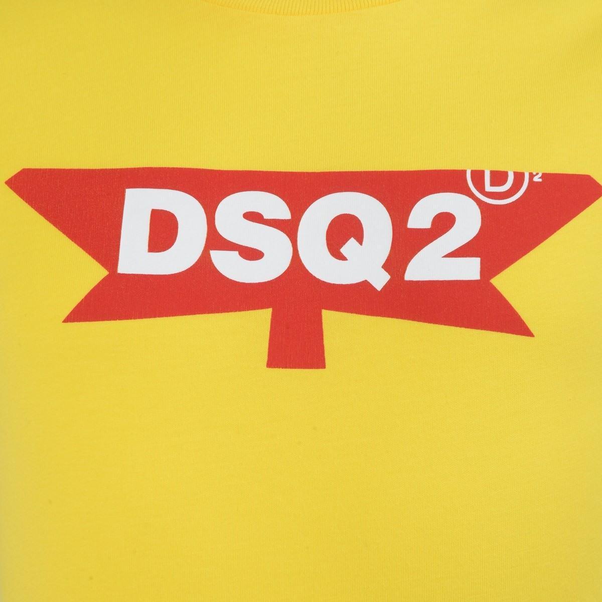 Text On Yellow Red Logo - Dsquared² Boys Yellow & Red Logo Top