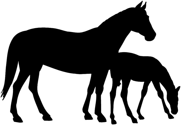 Mare and Foal Logo - SignSpecialist.com – Beevault Decals - Mare and foal in silhouette ...