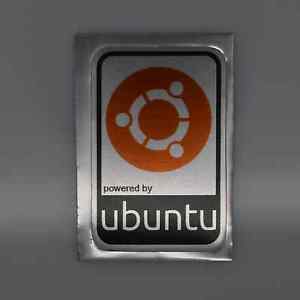 Orange Circle Computer Logo - Powered by ubuntu Orange Linux Metal Decal Sticker Computer PC ...