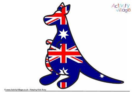 Kangaroo Australian Flag Logo - Australia Flag Printables