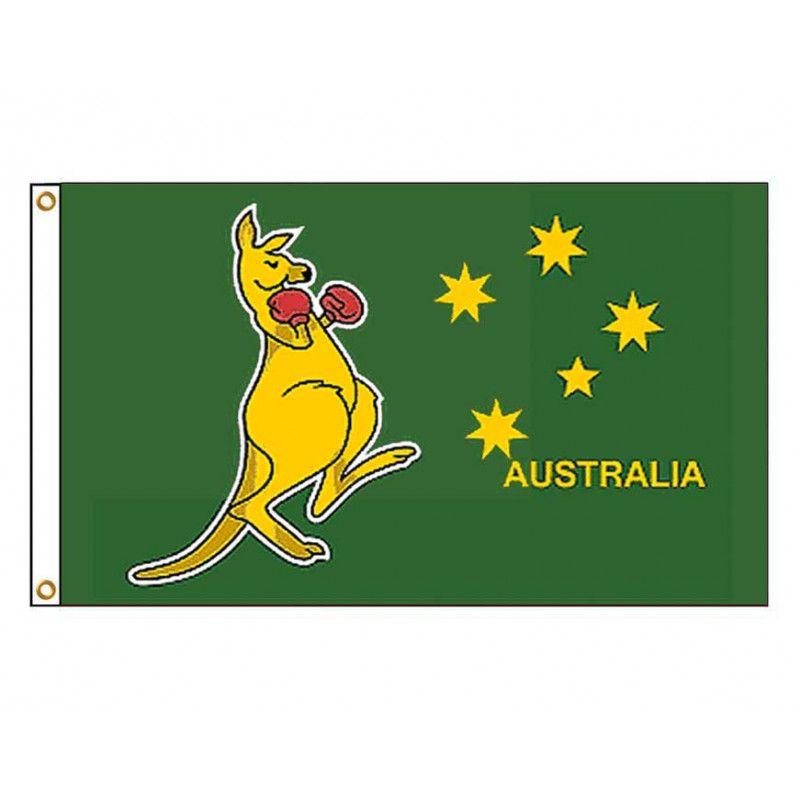 Kangaroo Australian Flag Logo - Australia Boxing Kangaroo - Australian Flags